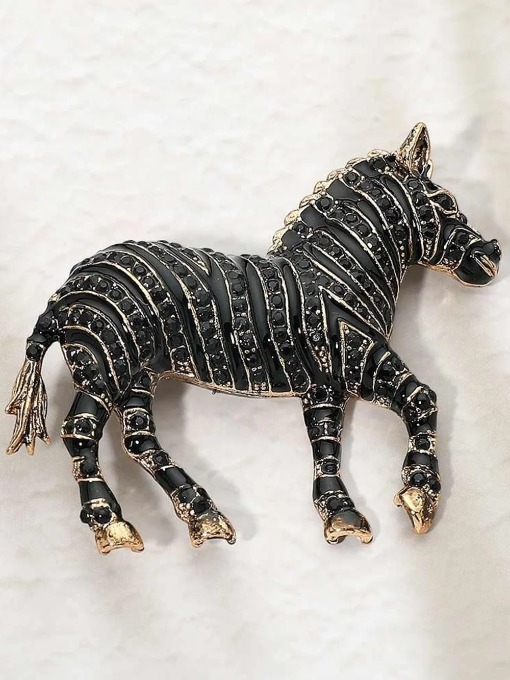 Hematite Zebra Rhinestone Crystal Bling 2.25